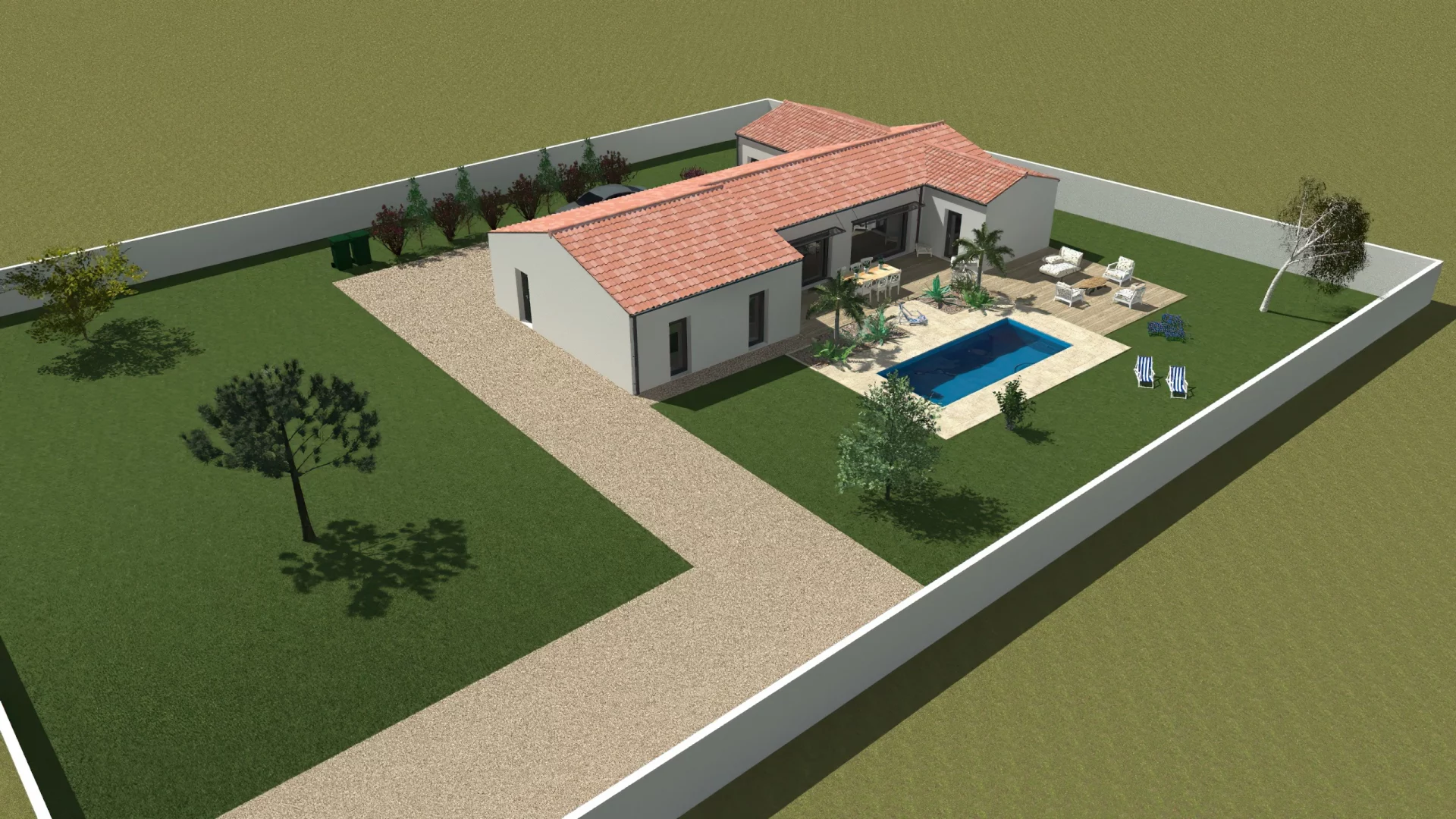 Modélisation 3D d'une construction d'une maison avec piscine avec Aunis-plans en Charente-Maritime et Nouvelle-Aquitaine