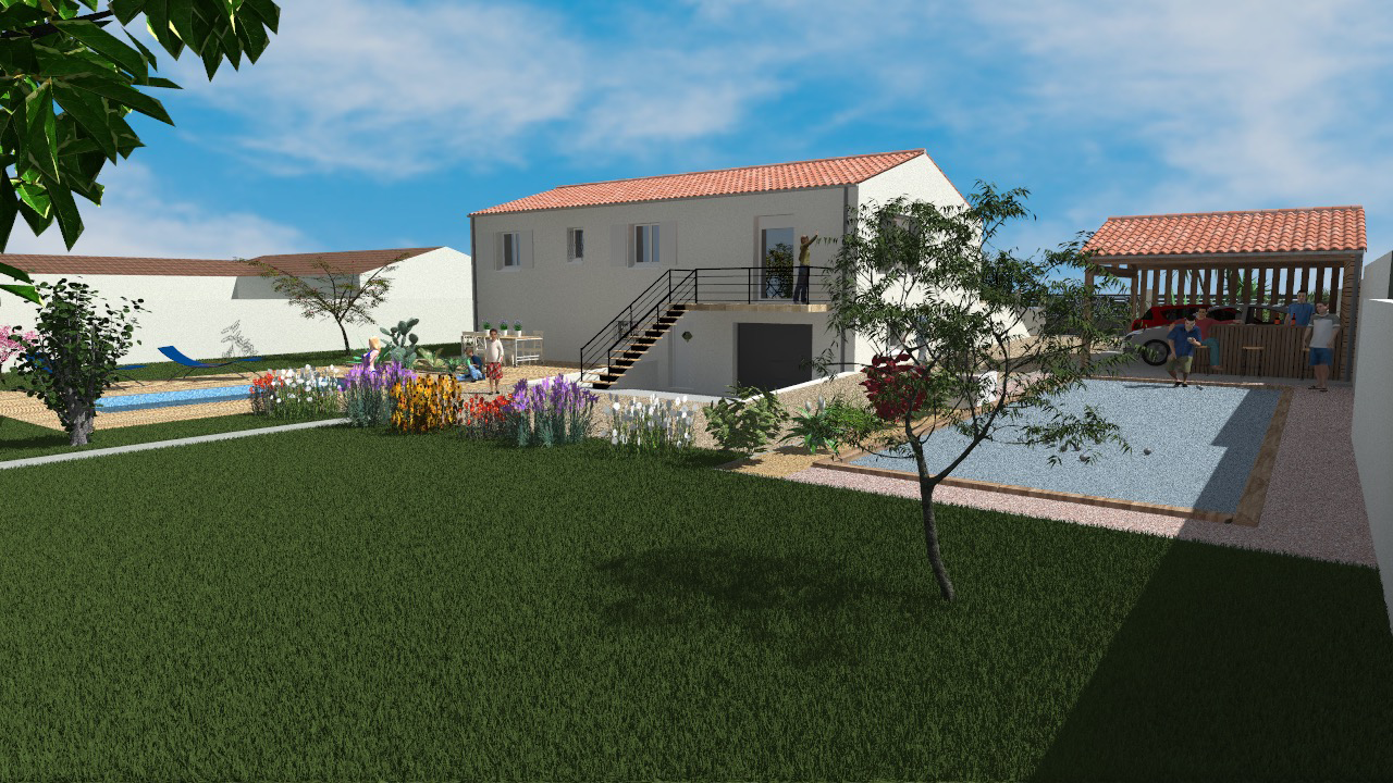 Modélisation 3D d'un embellissement de maison à sérigny avec Aunis-plans en Charente-Maritime et Nouvelle-Aquitaine