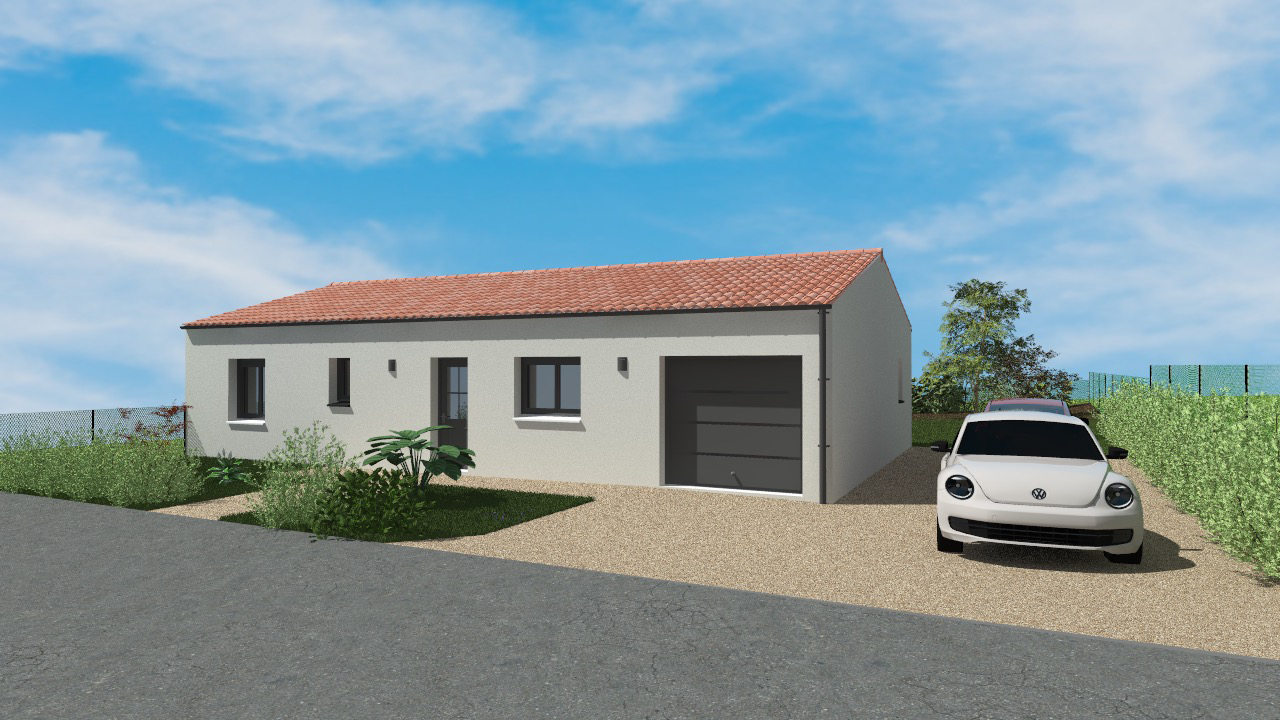 Modélisation 3D d'une maison pour personne à mobilité réduite à Les Velluire sur Vendée avec Aunis-plans en Charente-Maritime et Nouvelle-Aquitaine
