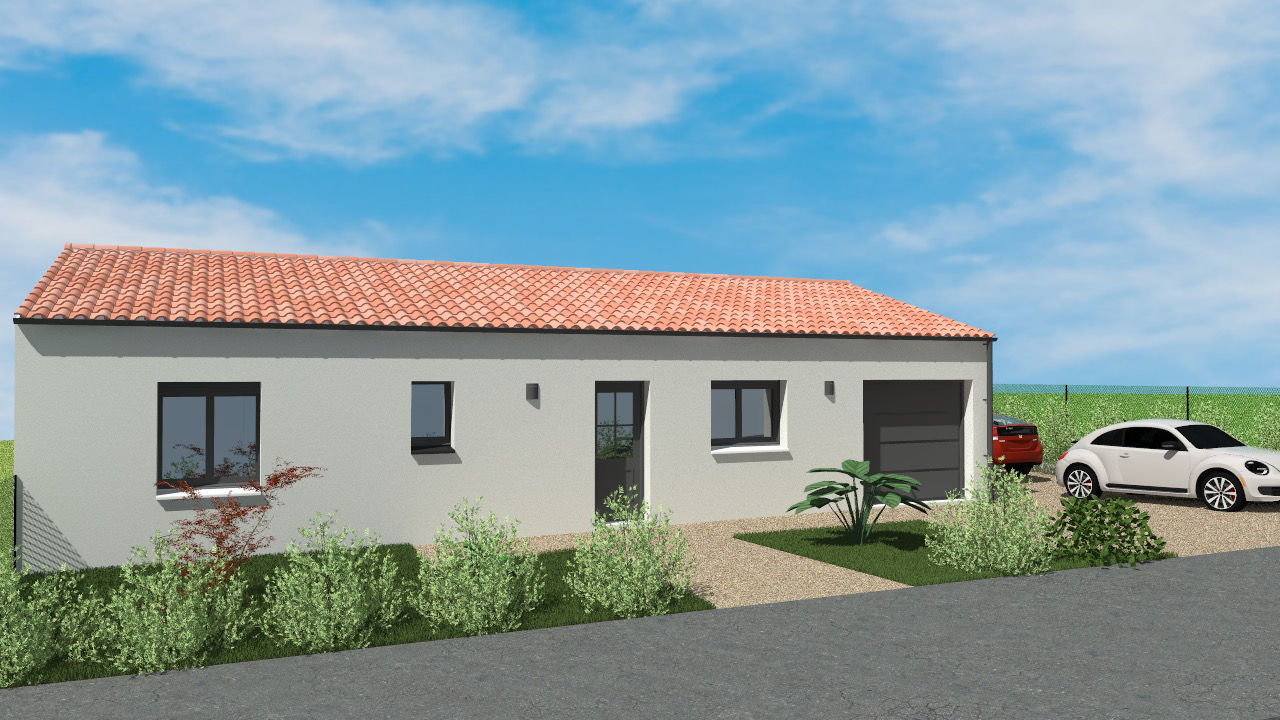 Modélisation 3D d'une maison pour personne à mobilité réduite à Les Velluire sur Vendée avec Aunis-plans en Charente-Maritime et Nouvelle-Aquitaine